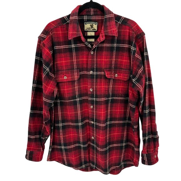 Field & Stream Mens Red Plaid Heavy Button Long Sleeve Shirt Jacket Size L - Picture 1 of 5